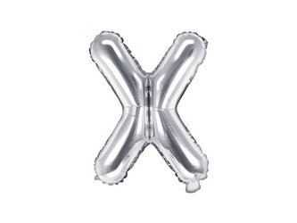 Balon foliowy Litera "X" - 35 cm - srebrny