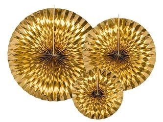 Rozety dekoracyjne, Złote, Metalizowane - 3 sztuki