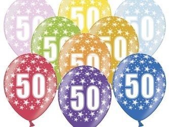 Balony Strong 30cm - 50th Birthday - Metallic Mix - 6 sztuk