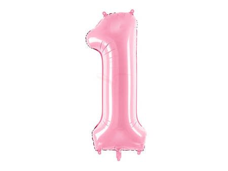 Balon foliowy - Cyfra "1" - Różowy - 86cm 