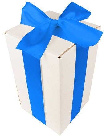 Bielone Pudełko kartonowe - klapowe - 25 x 15 x 15 cm - tasiemka niebieska