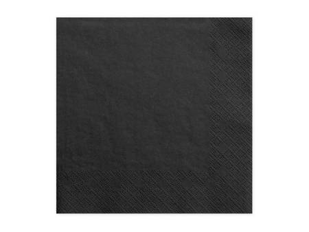 Serwetki papierowe, Czarne, 33x33cm - 20 sztuk