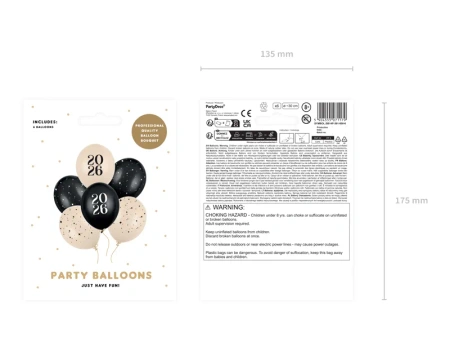 Balony Strong 30cm - Happy 2026! - 6 szt.