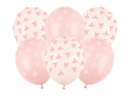 Balony 30cm - Kokardki - Różowe - 6 sztuk