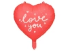 Balon foliowy, Serce, I Love You, Czerwony - 45 cm