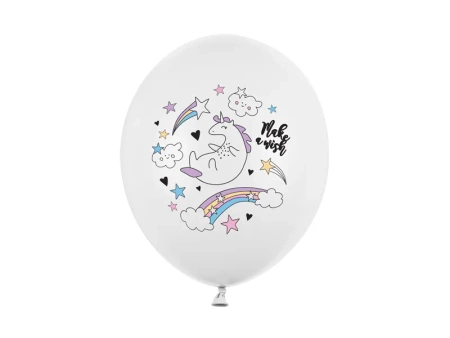  Balony 30cm - Jednorożec - Pastel Pure White - 6 sztuk 