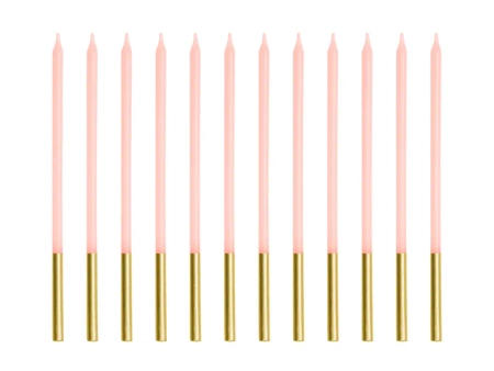 Świeczki urodzinowe - Gładkie - Różowy - 14 cm - 12 szt.