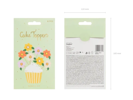Toppery na tort - Kwiaty - 13cm - 8 sztuk