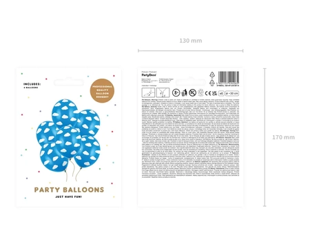 Balony 30 cm - Chmurki - Pastel Corn. Blue - 6 szt.