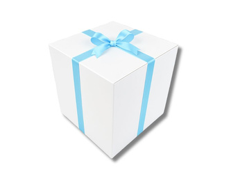 Bielone Pudełko kartonowe - klapowe - 50 x 50 x 50 cm - tasiemka błękitna