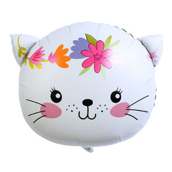 Balon Foliowy Biała Głowa Kotka - 58 x 56 cm