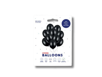 Balony lateksowe 30cm, czarny metalizowany, 10 szt.