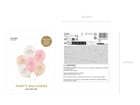 Balony 30cm - Happy Birthday - Różowy mix - 6 sztuk