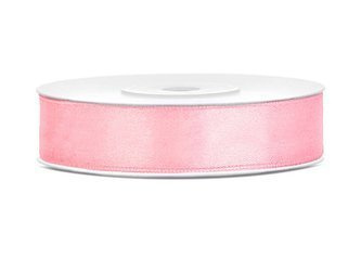 Tasiemka satynowa, Jasnoróżowa - 12 mm x 25m