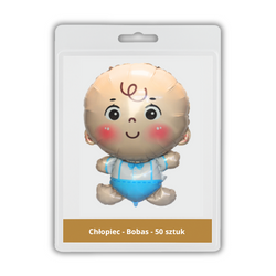 50 x Balon foliowy - Chłopiec - Bobas - 49 x 69.5cm - Purka