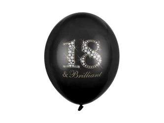Balony lateksowe 30cm - 18 & Brilliant - Pastel Black - 6 sztuk