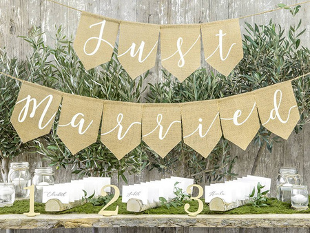 Baner jutowy, Just Married - 23 x 185 cm 
