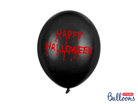 Balon lateksowy 30cm, Happy Halloween, Czarny - 1 sztuka