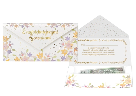 Koperta podarunkowa - Z najpiękniejszymi życzeniami - Kwiaty