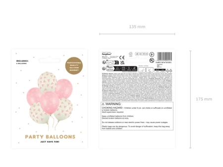 Balony 30cm - Kokardki - Różowe - 6 sztuk