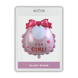 50 x Balon foliowy - It's Girl! - Różowy Śliniaczek - 53 x 62cm - Purka