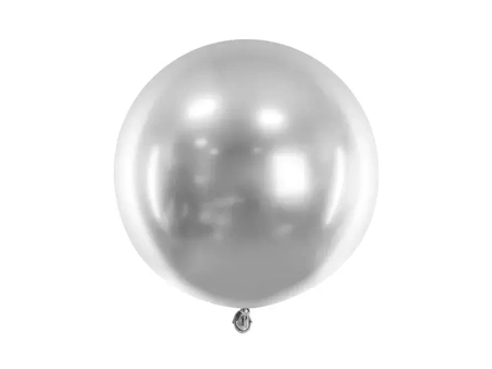 Balon lateksowy, Glossy, Okrągły, Srebrny - 60cm