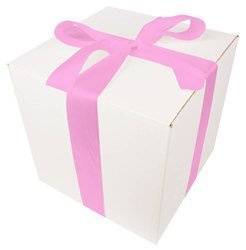 Białe pudełko prezentowe - Klapowe - 0,30 x 0,30 x 0,30m - Tasiemka różowa