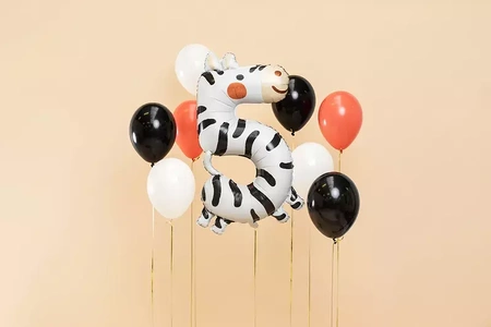 Balon foliowy Cyfra "5" Zebra, 68x98 cm, 1 szt.