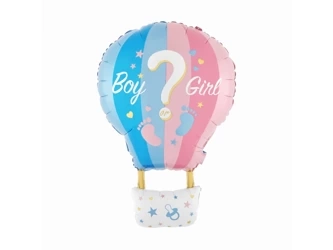 Balon Foliowy "Balon na ogrzane powietrze" - Boy or Girl - 52 x 80 cm