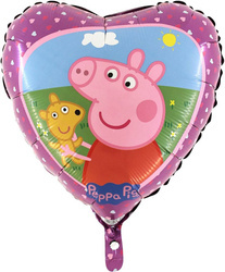 Balon bajkowy, serce - Peppa i Teddy - 46 cm