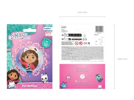 Balon foliowy pastylka z falbanką - Koci Domek Gabi - 52x52 cm