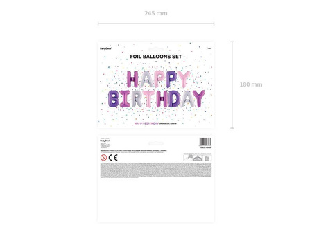 Balon foliowy Happy Birthday - 340 x 35 cm - mix