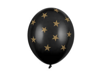 Balony lateksowe 30cm, Gwiazdki, Czarne - 6 sztuk﻿