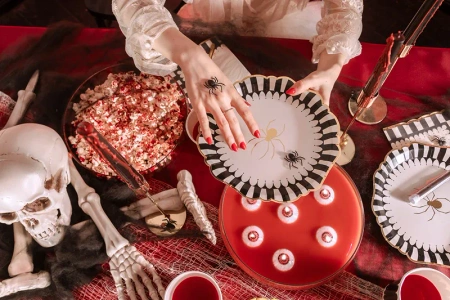 Talerzyki papierowe - Pająk - Halloween - 23cm - 6 sztuk