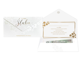 Koperta podarunkowa - Ślub - Białe kwiaty