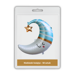 50 x Balon foliowy - Niebieski Księżyc - 63 x 71cm - Purka