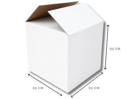 Bielone Pudełko kartonowe - klapowe - 60 x 60 x 60 cm - tasiemka błękitna