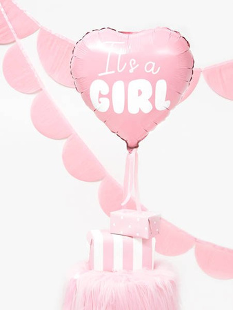 Balon foliowy - Różowe Serduszko - It's a Girl - 45 cm