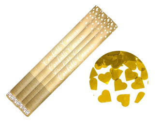 Tuba Konfetti - Złote Serca - 60 cm