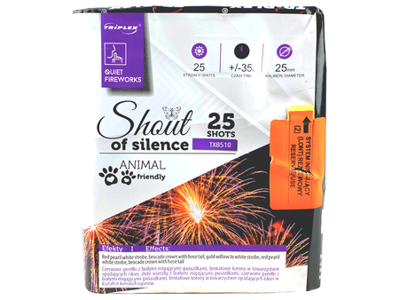 CICHA Bateria FAJERWERKI (SILENTY®) SHOUT OF SILENCE, 25 strzałów, 25mm - Triplex