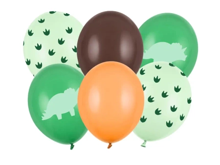 Balony lateksowe 30cm - Dinozaur - Mix - 6 sztuk