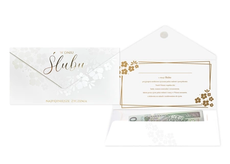 Koperta podarunkowa - Ślub - Białe kwiaty