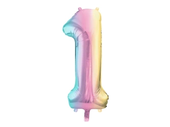 Balon foliowy - Cyfra 1 - Kolorowa - 86cm