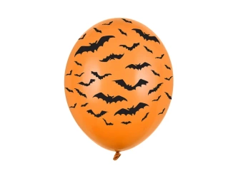 Balony lateksowe 30cm - Nietoperze - Halloween - Pomarańczowe - 6 sztuk