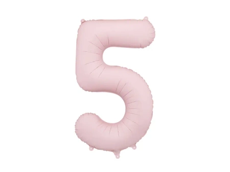 Balon foliowy, Cyfra "5", Różowy - 86cm 