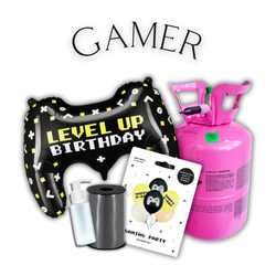 Zestaw GAMER - 7 balonów, Wstążka, Uszczelniacz, Butla z helem