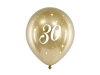 Balony Glossy 30cm, Urodzinowe, 30, Złote - 6 sztuk