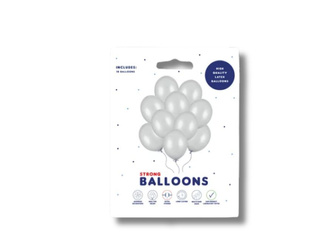 Balony lateksowe 30cm, srebrny metalizowany, 10 szt.