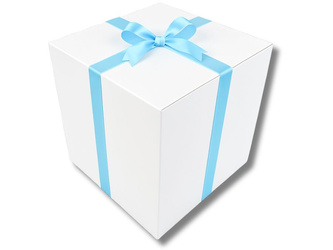 Bielone Pudełko kartonowe - klapowe - 60 x 60 x 60 cm - tasiemka błękitna