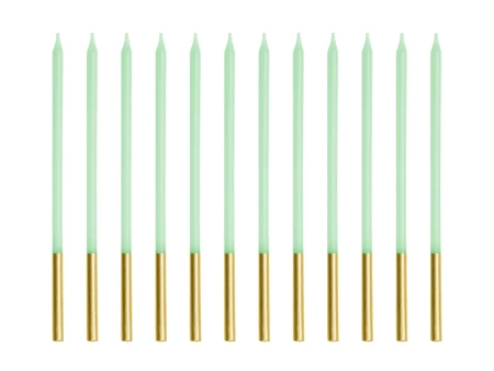 Świeczki urodzinowe - Gładkie - Jasny Zielony - 14 cm - 12 szt.